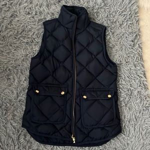 J. Crew Navy Blue and gold puffer vest